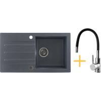 Zestaw KERNAU | zlew KGS A 50 1B1D graphite + bateria KWT 29 ELASTIC Black