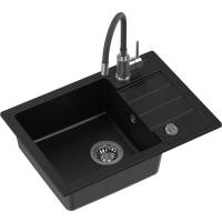 _RABAT %_|_wysyłka 24H*_ | Zestaw KERNAU | zlew KGS Q 5062 1B1D deep black + bateria KWT 40 ELASTIC black