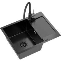 _RABAT %_|_wysyłka 24H*_ | Zestaw KERNAU | zlew KSS D 4560 1B1D stal DARK INOX + KWT 40 ELASTIC dark inox