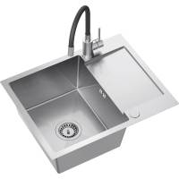 _RABAT %_|_wysyłka 24H*_ | Zestaw KERNAU | zlew KSS D 4560 1B1D stal SMOOTH + KWT 40 ELASTIC black