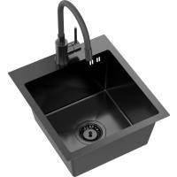 _RABAT %_|_wysyłka 24H*_ | Zestaw KERNAU | zlew KSS E 40 1B stal DARK INOX + KWT 40 ELASTIC black