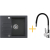 _RABAT %_|_wysyłka 24H*_ | Zestaw KERNAU | zlew KGS A 4560 1B1D black metallic + bateria KWT 29 ELASTIC black