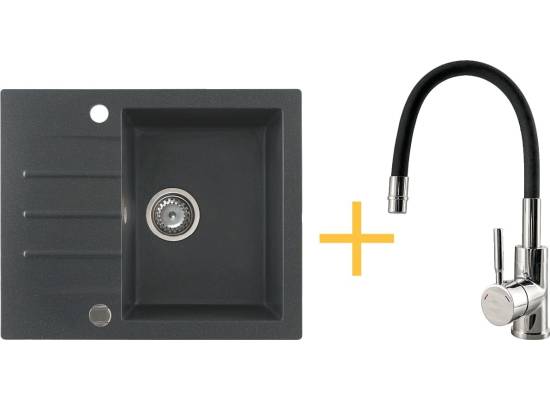 Zestaw KERNAU | zlew KGS A 4560 1B1D graphite + bateria KWT 29 ELASTIC black