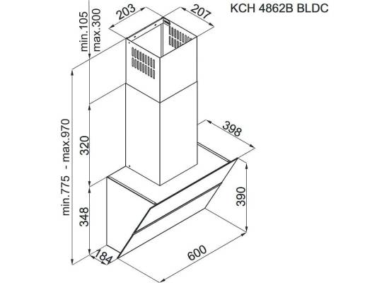 _RABAT %_|_wysyłka 24H*_ | Okap przyścienny KERNAU KCH 4892 B BLDC | 730 m3/h | czarne szkło + czarna stal