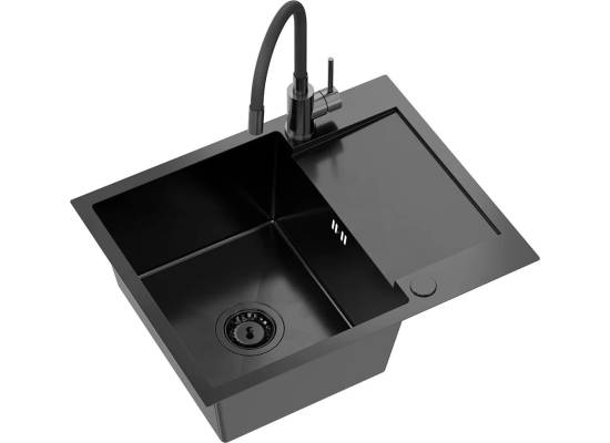_RABAT %_|_wysyłka 24H*_ | Zestaw KERNAU | zlew KSS D 4560 1B1D stal DARK INOX + KWT 40 ELASTIC dark inox