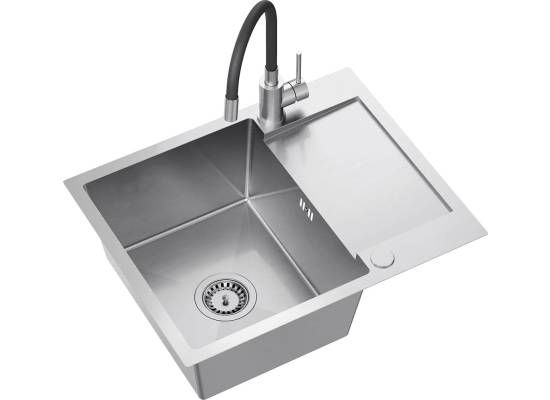 _RABAT %_|_wysyłka 24H*_ | Zestaw KERNAU | zlew KSS D 4560 1B1D stal SMOOTH + KWT 40 ELASTIC black