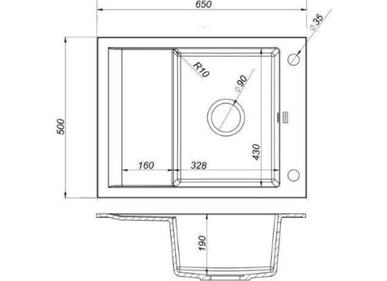 Zlew KERNAU KGS M 4565 1B1D GRAPHITE (czarny z szarymi kropkami)