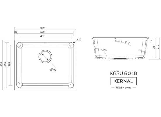 _RABAT %_|_wysyłka 24H*_ | Zlew KERNAU KGS U 60 1B BLACK METALLIC (czarny metaliczny) _RABAT %_|_wysyłka 24H*_ | Zlew KERNAU KGS U 60 1B BLACK METALLIC (czarny metaliczny)