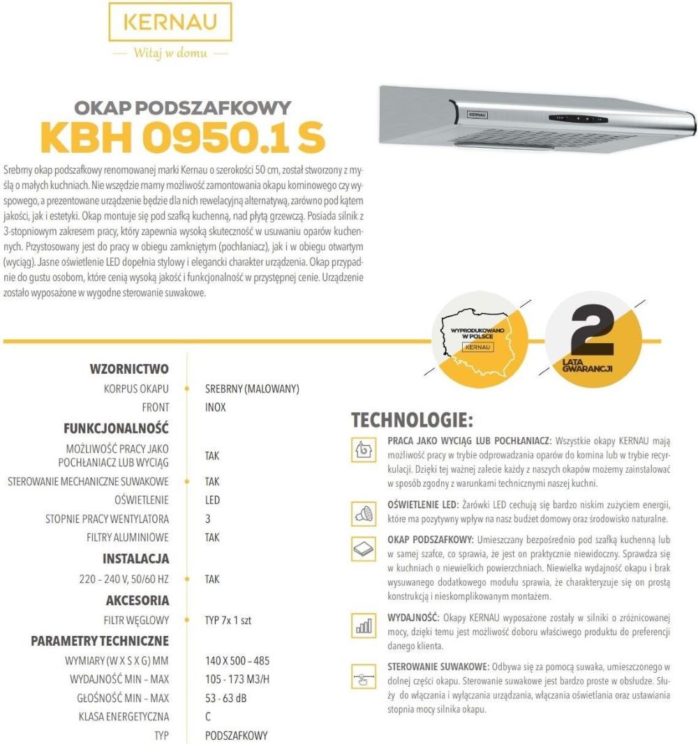 Okap KERNAU KBH 0950.1 S
