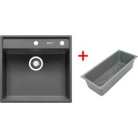 __wysyłka 24H*__ | Zlew PYRAMIS CAMEA (53x50) 1B szary beton (70058401) + odsączarka GRATIS *** zamów wycięcie otworów GRATIS ***