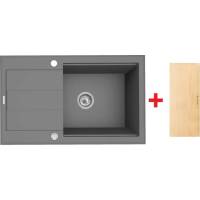__wysyłka 24H*__ | Zlew PYRAMIS SPARTA PLUS LUX (78X48) 1B 1D szary beton (70083801) + deska GRATIS *** zamów wycięcie otworów GRATIS ***