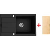 __wysyłka 24H*__ | Zlew PYRAMIS SPARTA PLUS LUX (78X48) 1B 1D karbon (czarny mat) (70083901) + deska GRATIS *** zamów wycięcie otworów GRATIS ***