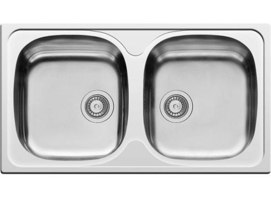 Zlew PYRAMIS E78 2B stal GŁADKA | odpływ 92mm (100138801) *** zamów wycięcie otworów GRATIS ***