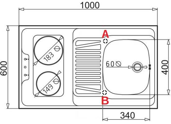 Blat minikuchni PYRAMIS ELE MK 100x60 (zlew + płyta elektryczna) (140113901)