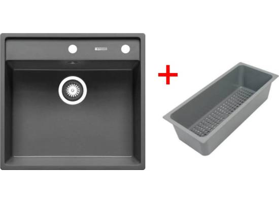 __wysyłka 24H*__ | Zlew PYRAMIS CAMEA (53x50) 1B szary beton (70058401) + odsączarka GRATIS *** zamów wycięcie otworów GRATIS ***