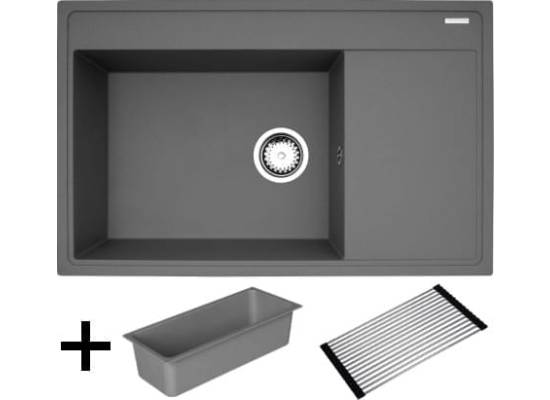 __wysyłka 24H*__ | Zlew PYRAMIS CAMEA (79x50) 1B 1D (LEWA) szary beton (70058701) + wkładka + rollmata *** zamów wycięcie otworów GRATIS ***
