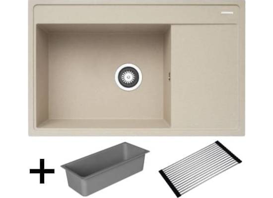 Zlew PYRAMIS CAMEA (79x50) 1B 1D (LEWA) beż piaskowy (70074201) + wkładka + rollmata *** zamów wycięcie otworów GRATIS ***