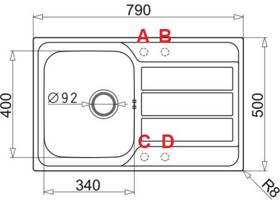 Zlew PYRAMIS ATHENA (79x50) 1B 1D stal GŁADKA (100178701) *** zamów wycięcie otworów GRATIS ***