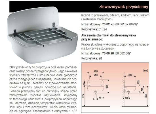 Zlew komora gospodarcza PYRAMIS PRZYŚCIENNA biała (70002601)