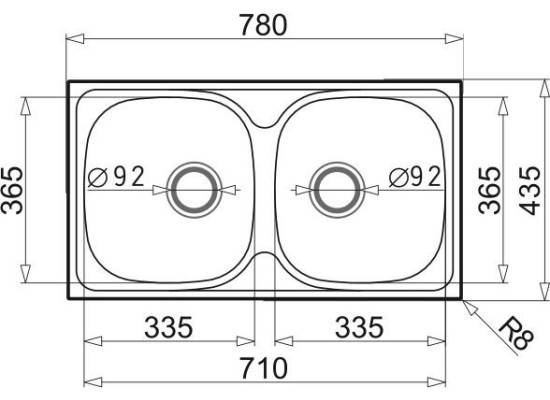 Zlew PYRAMIS E78 2B stal LEN | odpływ 92mm (100138901) *** zamów wycięcie otworów GRATIS ***