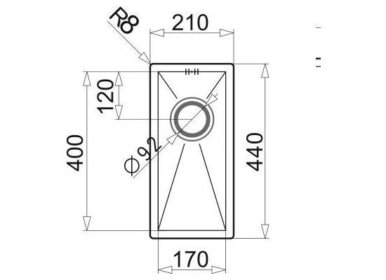 Zlew PYRAMIS TETRAGON (17x40) 1B stal szczotkowana INOX (100090001)
