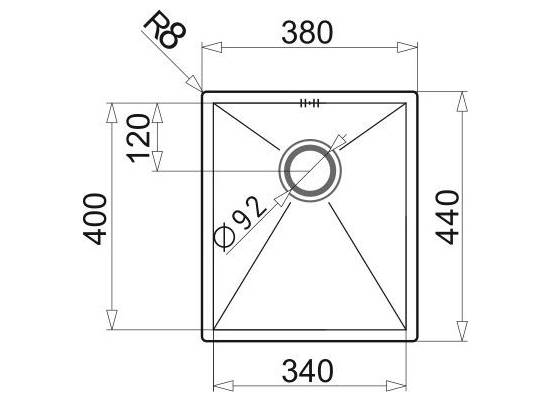 Zlew PYRAMIS TETRAGON (34x40) 1B stal szczotkowana INOX (100090101)