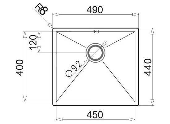 Zlew PYRAMIS TETRAGON (45x40) 1B stal szczotkowana INOX (100090301)