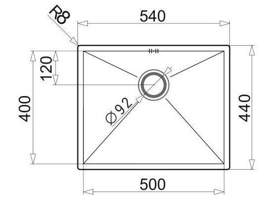 Zlew PYRAMIS TETRAGON (50x40) 1B stal szczotkowana INOX (100090401)