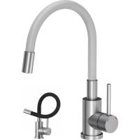 Bateria QUADRON MAGGIE stal szczotkowana (INOX) + wąż BIAŁY (3323503WH)