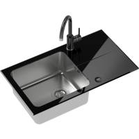Zestaw QUADRON | HUGH 111 szkło CZARNE + bateria NAOMI czarny połysk (ST3577SC1BS-BW7059CZP)