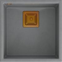 Zlew QUADRON DAVID 40 SILVER STONE (szary) + syfon MIEDŹ (HQD4242U5-C1)