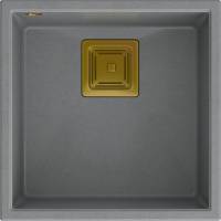 Zlew QUADRON DAVID 40 SILVER STONE (szary) + syfon ZŁOTY (HQD4242U5-G1)