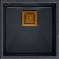 __WYSYŁKA 48H*__ | Zlew QUADRON DAVID 40 BLACK DIAMOND (czarny metalik) + syfon MIEDŹ (HQD4242U8-C1)