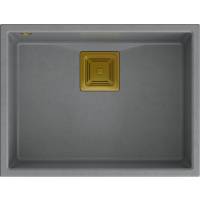 Zlew QUADRON DAVID 50 SILVER STONE (szary) + syfon ZŁOTY (HQD5542U5-G1)