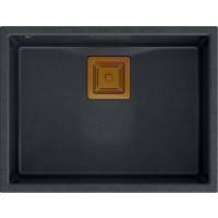 __WYSYŁKA 48H*__ | Zlew QUADRON DAVID 50 BLACK DIAMOND (czarny metalik) + syfon MIEDŹ (HQD5542U8-C1)