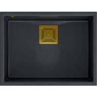 __WYSYŁKA 48H*__ | Zlew QUADRON DAVID 50 BLACK DIAMOND (czarny metalik) + syfon ZŁOTY (HQD5542U8-G1)