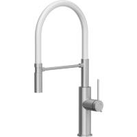 __WYSYŁKA 48H*__ | Bateria QUADRON GEMMA stal szczotkowana (INOX) + wąż BIAŁY (3623501_BSWH)