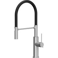 __WYSYŁKA 48H*__ | Bateria QUADRON GEMMA stal szczotkowana (INOX) + wąż CZARNY (3623501_BSBL)