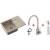Zestaw QUADRON zlew READY-MAX beżowy + bateria MAGGIE beżowy + dozownik KEIRA inox