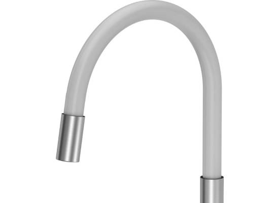 Bateria QUADRON MAGGIE stal szczotkowana (INOX) + wąż BIAŁY (3323503WH)