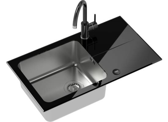 Zestaw QUADRON | HUGH 111 szkło CZARNE + bateria NAOMI czarny połysk (ST3577SC1BS-BW7059CZP)