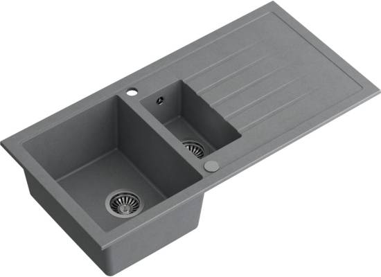 Zlew QUADRON BRUCE 156 szary (SILVER STONE) + zaślepka (HCQB9950SZK) *** zamów wycięcie otworu na dozownik GRATIS ***