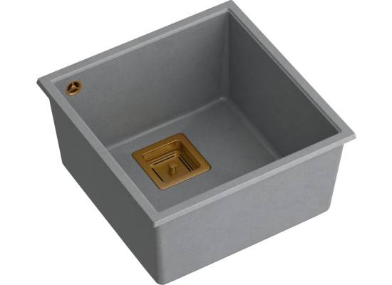 Zlew QUADRON DAVID 40 SILVER STONE (szary) + syfon MIEDŹ (HQD4242U5-C1)