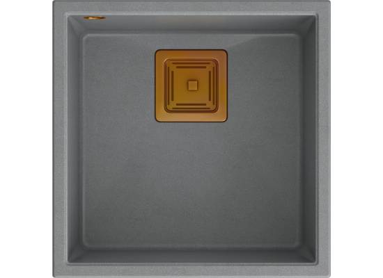 Zlew QUADRON DAVID 40 SILVER STONE (szary) + syfon MIEDŹ (HQD4242U5-C1)