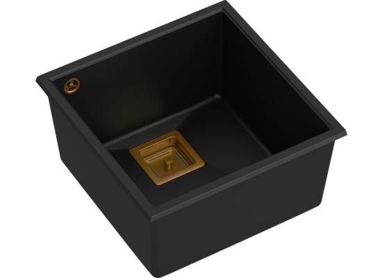 __WYSYŁKA 48H*__ | Zlew QUADRON DAVID 40 PURE CARBON (czarny mat) + syfon MIEDŹ (HQD4242U7-C1)