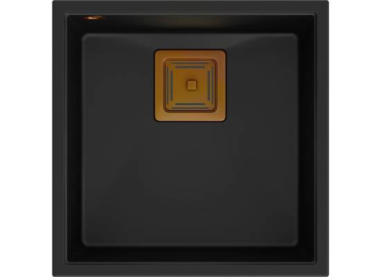 __WYSYŁKA 48H*__ | Zlew QUADRON DAVID 40 PURE CARBON (czarny mat) + syfon MIEDŹ (HQD4242U7-C1)