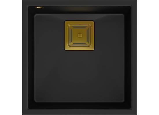 __WYSYŁKA 48H*__ | Zlew QUADRON DAVID 40 PURE CARBON (czarny mat) + syfon ZŁOTY (HQD4242U7-G1)
