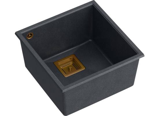 __WYSYŁKA 48H*__ | Zlew QUADRON DAVID 40 BLACK DIAMOND (czarny metalik) + syfon MIEDŹ (HQD4242U8-C1)