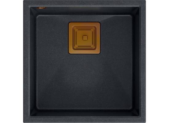 __WYSYŁKA 48H*__ | Zlew QUADRON DAVID 40 BLACK DIAMOND (czarny metalik) + syfon MIEDŹ (HQD4242U8-C1)
