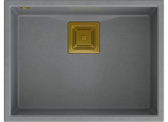 Zlew QUADRON DAVID 50 SILVER STONE (szary) + syfon ZŁOTY (HQD5542U5-G1)